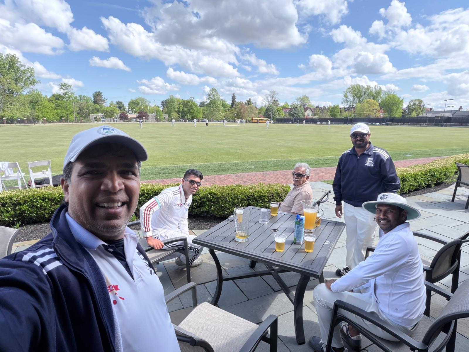 GCC members enjoying a match from the Manheim terrace