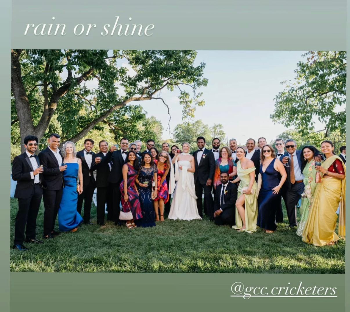 GCC cricket families celebrating Suri and Julie at their wedding